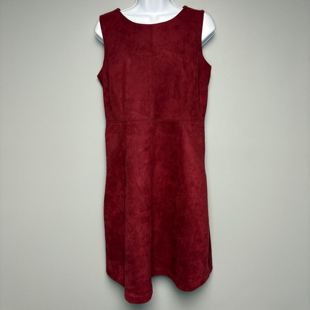 Chico's Maroon Faux Suede Boho Western Hippie Sleeveless Lined Dress‎ Sz XS